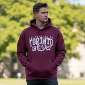 University of Toronto Gildan Maroon Burgundy Varsity Hoodie Unisex Men Small